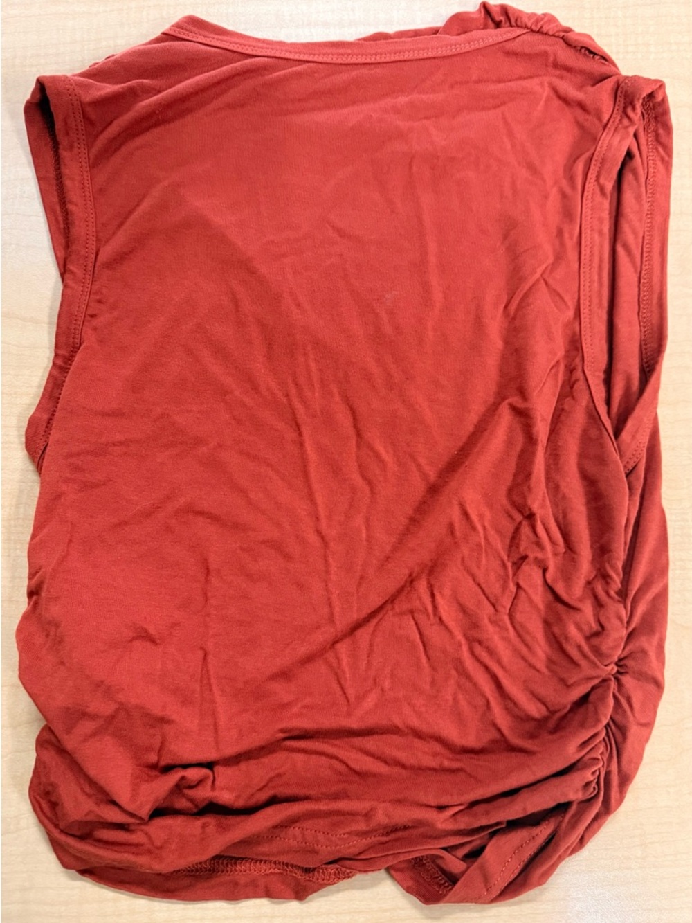 Rust Red Sleeveless Ruched Side Tank Top AM New/Never Worn Rust Orange NWT